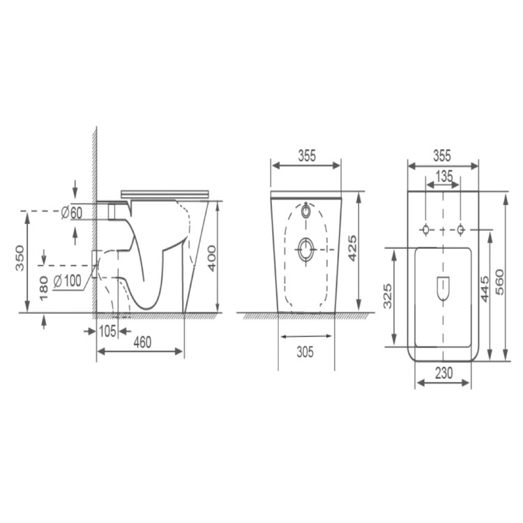 1100mm Black Toilet and Sink Unit with Square Toilet - Pendle
