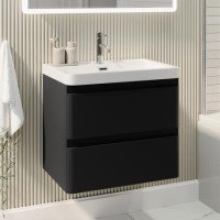 600mm Black Wall Hung Vanity Unit with Basin - Pendle