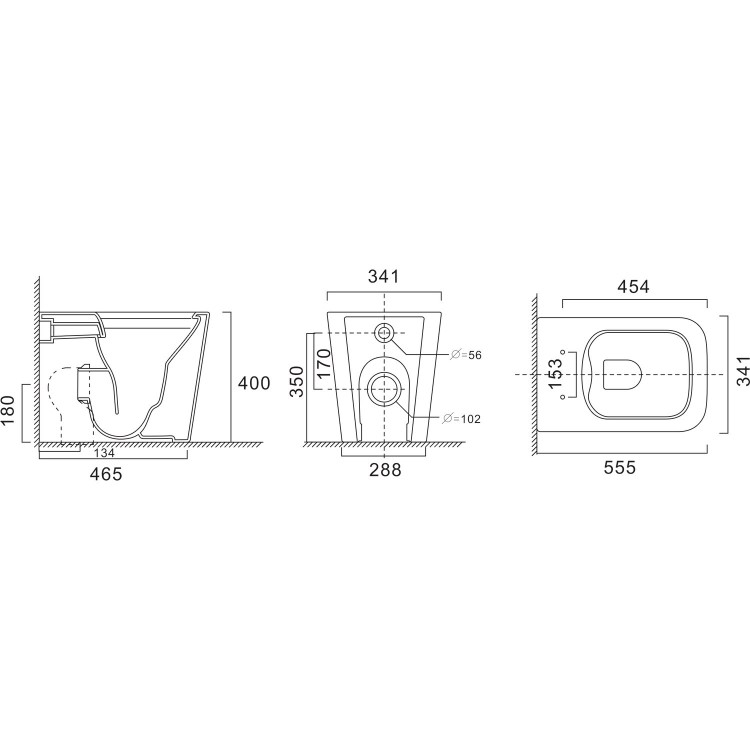 1100mm Black Toilet and Sink Unit with Square Toilet - Pendle