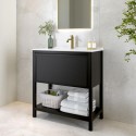 BUN/PERLB800/98862 800mm Black Freestanding Vanity with Basin - Perla