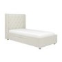 Beige Fabric Single Bed Frame with Storage Drawer - Phoebe