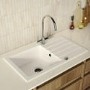 GRADE A1 - Single Bowl White Inset Granite Composite Kitchen Sink with Reversible Drainer -  Enza Phoebe