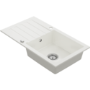 GRADE A1 - Single Bowl White Inset Granite Composite Kitchen Sink with Reversible Drainer -  Enza Phoebe