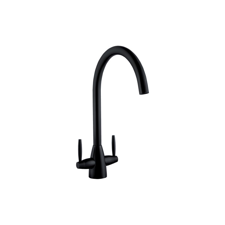 Large Single Bowl Black Inset Composite Kitchen Sink with Reversible Drainer With Matt Black Dual Lever Tamara Tap- Enza Alice