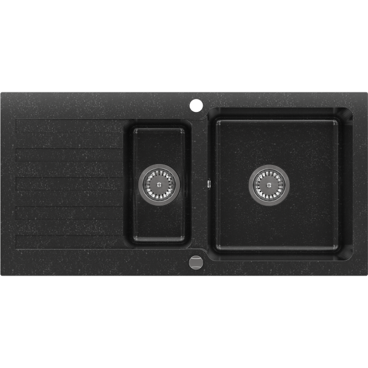 1.5 Bowl Black Inset Granite Composite Kitchen Sink with Reversible Drainer - Enza Phoebe