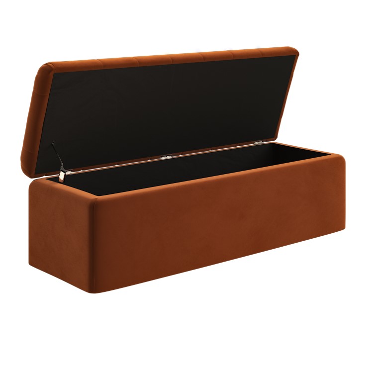 Burnt Orange Chesterfield Velvet Ottoman Storage Blanket Box - Pippa