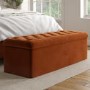 Burnt Orange Chesterfield Velvet Ottoman Storage Blanket Box - Pippa