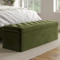 PIP006 Olive Green Chesterfield Velvet Ottoman Storage Blanket Box - Pippa