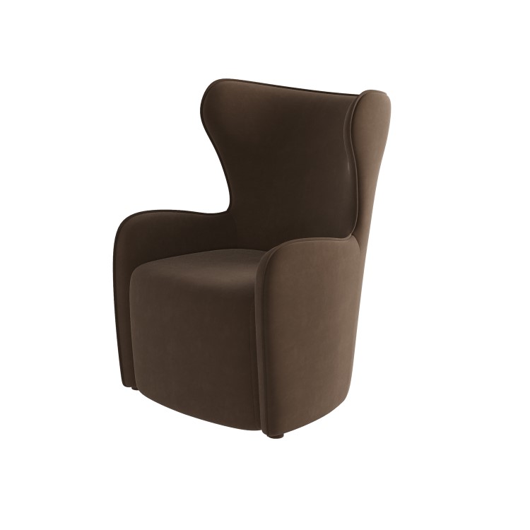 Brown Velvet Highback Accent Chair - Paloma