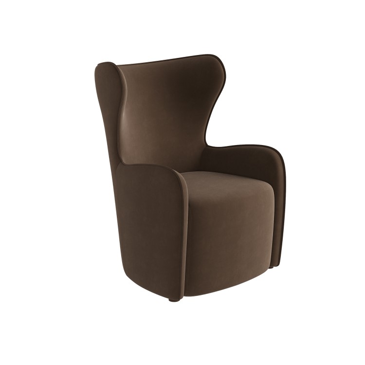 Brown Velvet Highback Armchair - Paloma