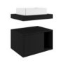 ONLY OPENED - 600mm Black Wall Hung Countertop Vanity Unit with Rectangular Basin and Shelves - Porto