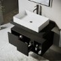 ONLY OPENED - 800mm Black Wall Hung Countertop Vanity Unit with Rectangular Basin and Shelves - Porto