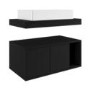 ONLY OPENED - 800mm Black Wall Hung Countertop Vanity Unit with Rectangular Basin and Shelves - Porto
