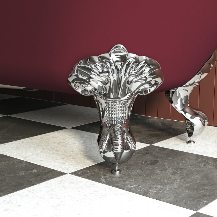 Burgundy Freestanding Single Ended Bath with Chrome Feet 1670 x 740mm - Park Royal