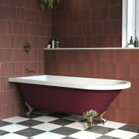 Burgundy Freestanding Single Ended Bath with Brass Feet 1670 x 740mm - Park Royal