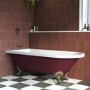 Burgundy Freestanding Single Ended Bath with Brass Feet 1670 x 740mm - Park Royal