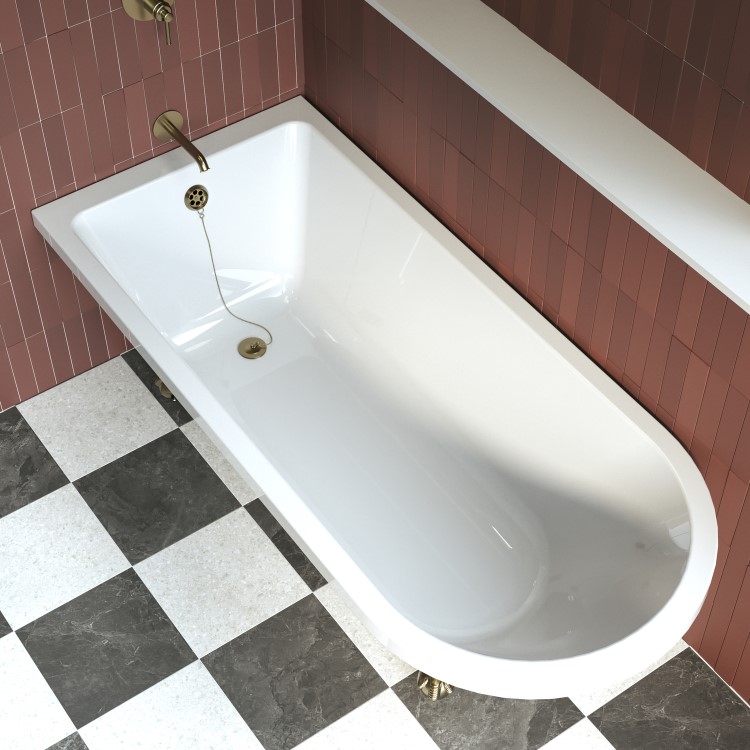 Burgundy Freestanding Single Ended Bath with Brass Feet 1670 x 740mm - Park Royal