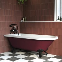 Burgundy Freestanding Single Ended Bath with Black Feet 1670 x 740mm - Park Royal