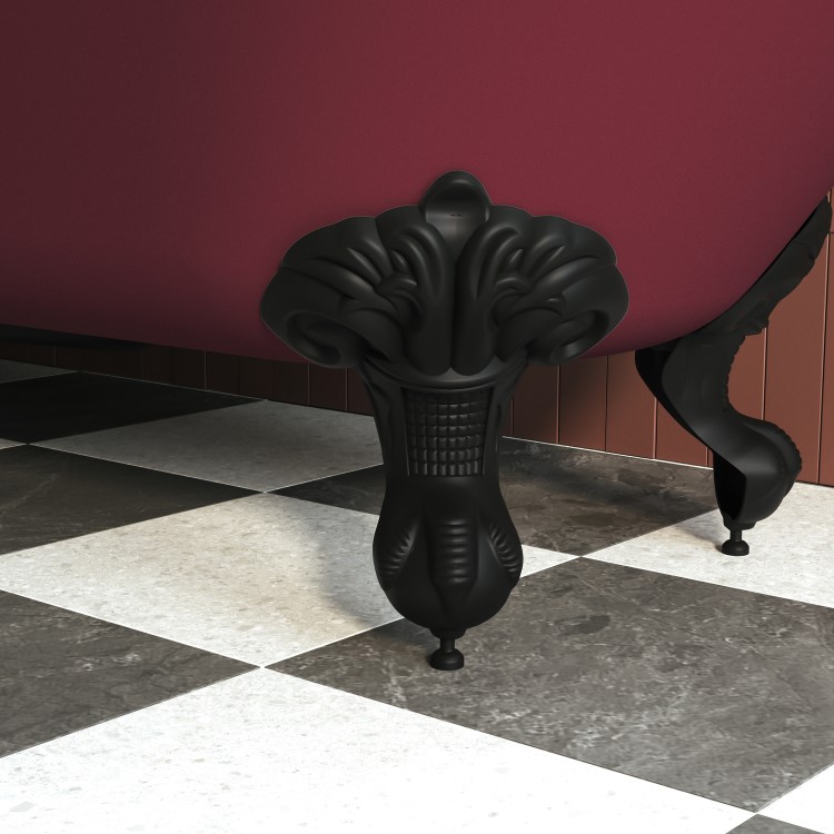 Burgundy Freestanding Single Ended Bath with Black Feet 1670 x 740mm - Park Royal