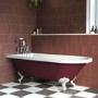 Burgundy Freestanding Single Ended Bath with White Feet 1670 x 740mm - Park Royal