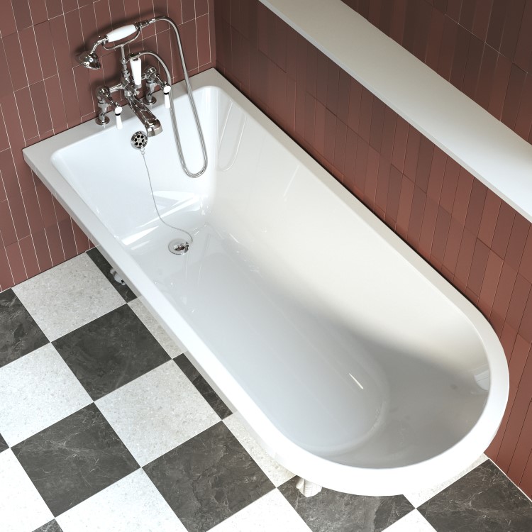 Burgundy Freestanding Single Ended Bath with White Feet 1670 x 740mm - Park Royal