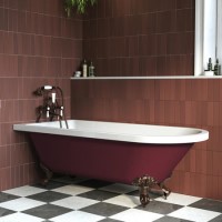 Burgundy Freestanding Single Ended Bath with Bronze Feet 1670 x 740mm - Park Royal