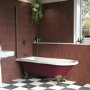Burgundy Freestanding Single Ended Shower Bath with Brushed Brass Screen & Feet 1670 x 740mm - Park Royal