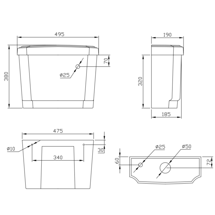 Close Coupled Traditional Low Level Short Projection Toilet with Wooden Soft Close Seat & Black Fittings - Park Royal
