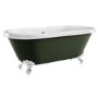 Freestanding Dark Green Double Ended Roll Top Bath with Chrome Feet 1515 x 740mm - Park Royal