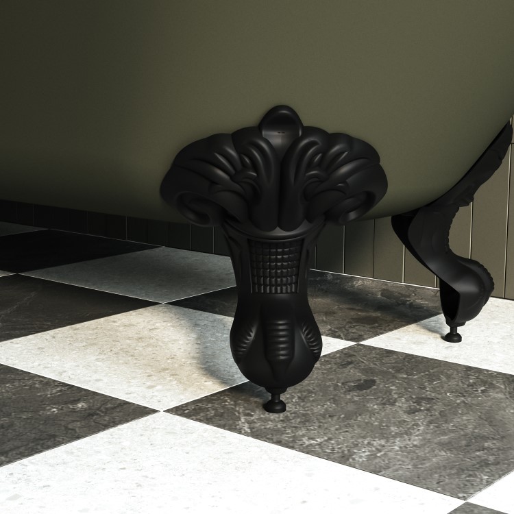 Dark Green Freestanding Single Ended Bath with Black Feet 1670 x 740mm - Park Royal