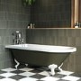 Dark Green Freestanding Single Ended Bath with White Feet 1670 x 740mm - Park Royal