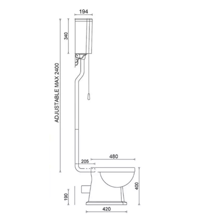 Traditional High Level Short Projection Toilet with Wooden Soft Close Seat - Park Royal