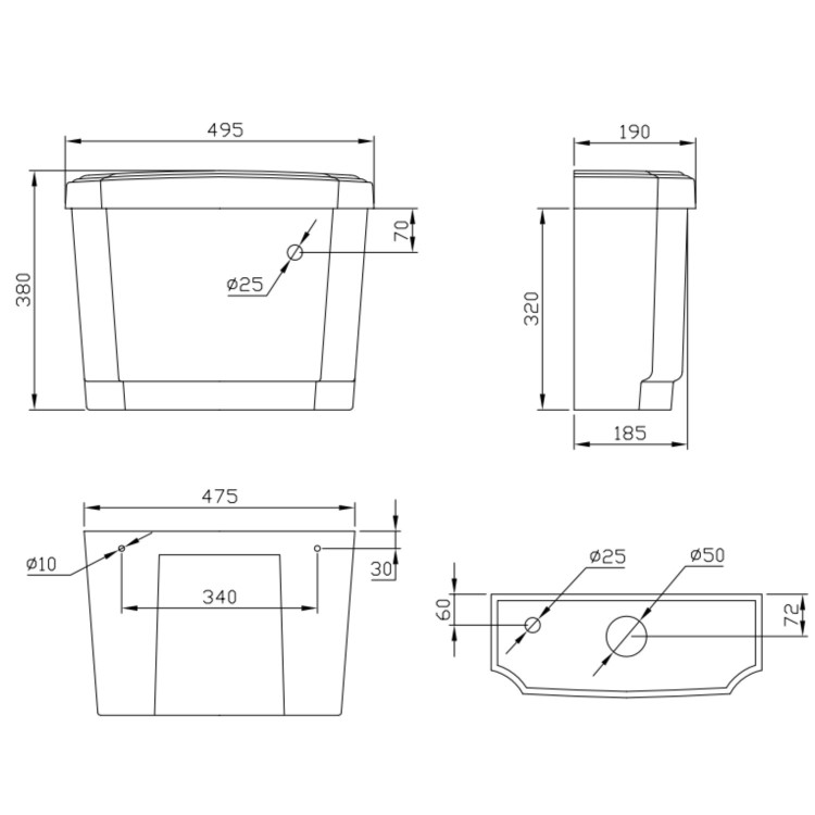 Traditional High Level Short Projection Toilet with Wooden Soft Close Seat - Park Royal