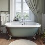 Freestanding Light Green Double Ended Roll Top Bath with Chrome Feet 1515 x 740mm - Park Royal
