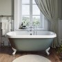 Freestanding Light Green Double Ended Roll Top Bath with White Feet 1515 x 740mm - Park Royal
