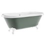 Freestanding Light Green Double Ended Roll Top Bath with White Feet 1515 x 740mm - Park Royal