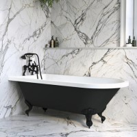 Black Freestanding Single Ended Bath with Black Feet 1670 x 740mm - Park Royal