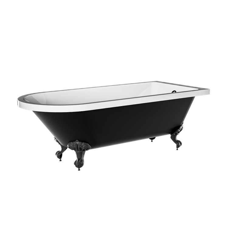 ONLY OPENED - Black Freestanding Single Ended Bath with Black Feet 1670 x 740mm - Park Royal
