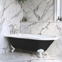Black Freestanding Single Ended Bath with White Feet 1670 x 740mm - Park Royal