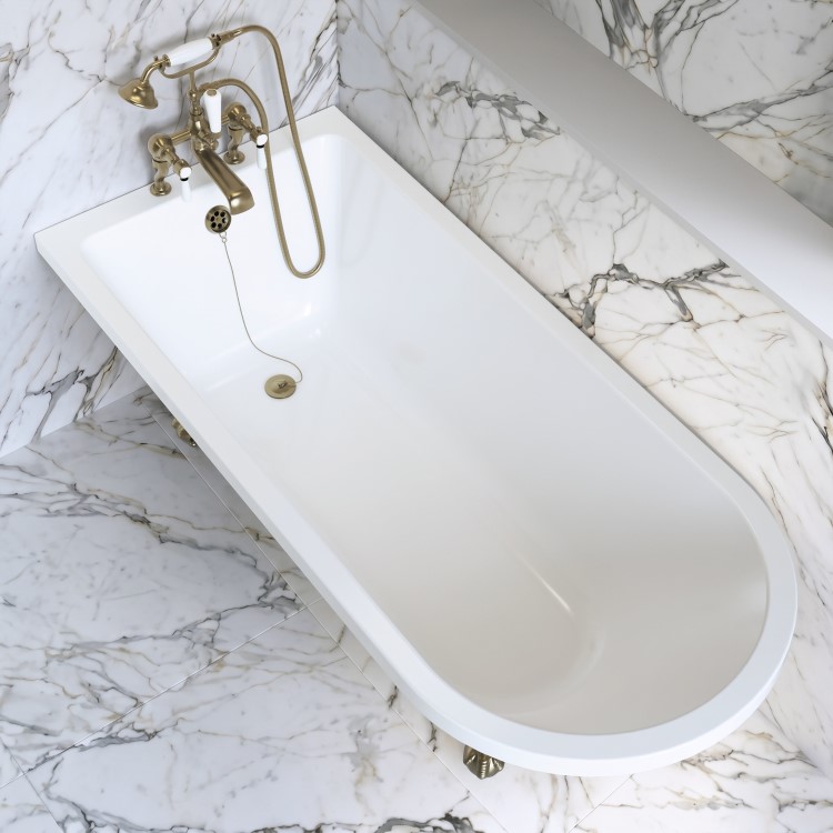 Black Freestanding Single Ended Bath with Brass Feet 1670 x 740mm - Park Royal