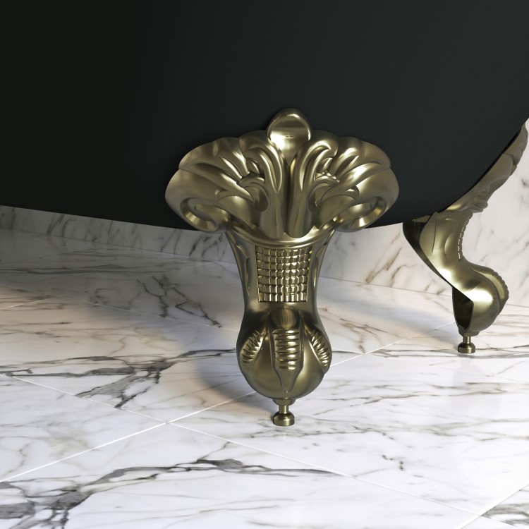 Black Freestanding Single Ended Bath with Brass Feet 1670 x 740mm - Park Royal