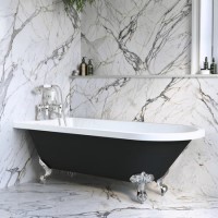 Black Freestanding Single Ended Bath with Chrome Feet 1670 x 740mm - Park Royal