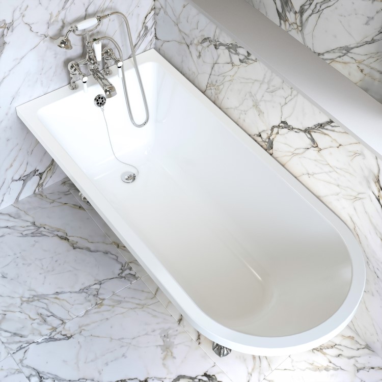 Black Freestanding Single Ended Bath with Chrome Feet 1670 x 740mm - Park Royal