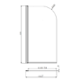 Black Freestanding Single Ended Shower Bath with Brushed Brass Screen & Feet 1670 x 740 mm - Park Royal