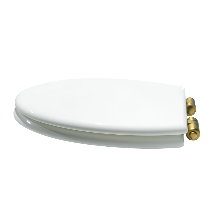 GRADE A1 - Park Royal Wooden Seat & Cover With Brushed Brass Hinge Covers