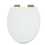 GRADE A1 - Park Royal Wooden Seat & Cover With Brushed Brass Hinge Covers
