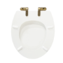 GRADE A1 - Park Royal Wooden Seat & Cover With Brushed Brass Hinge Covers