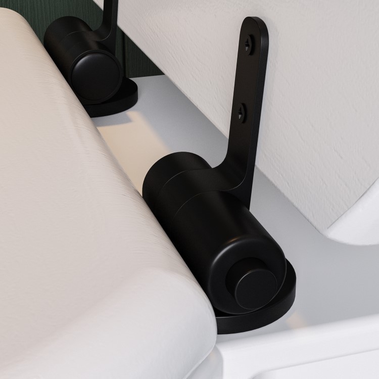 Back to Wall Traditional Toilet with Wooden Soft Close Seat & Black Hinges - Park Royal