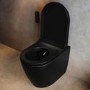 Matt Black Back To Wall Smart Bidet Japanese Toilet With Black Glass Cabinet, Frame, Cistern & Pneumatic Dual Flush Button - Purificare