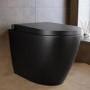 Matt Black Back To Wall Smart Bidet Japanese Toilet With Black Glass Cabinet, Frame, Cistern & Pneumatic Dual Flush Button - Purificare